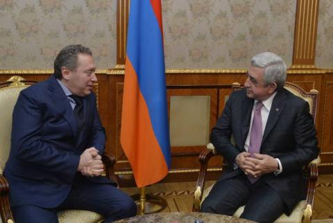 ՀՀ Նախագահն ընդունել է «Գազպրոմ-մեդիա հոլդինգի» կինոյի և հեռուստատեսության խմբի գլխավոր տնօրենին