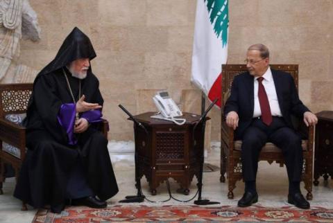 Lebanese President expresses solidarity to Armenian people during phone talk with Catholicos Aram I