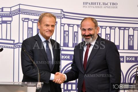 Совместная пресс-конференция Премьер-министр РА Никол
Пашинян и президента Европейскogo советa Дональда
Туска