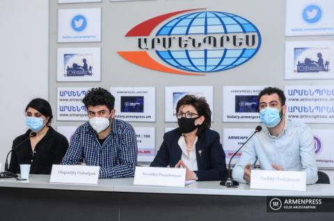 Пресс-конференция директора Национального киноцентра
Армении Шушаник Мирзаханян, режиссеров Раффи
Мовсисяна, Андраника Саакяна, и Анжелы Франгян