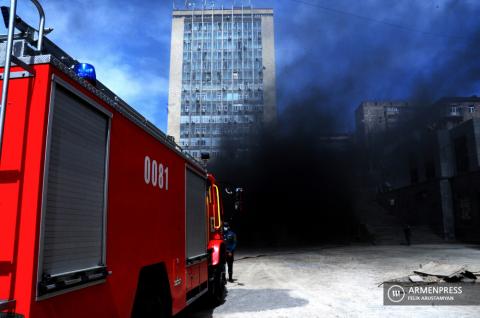 Smoke in tunnel of Children's Railway in Yerevan