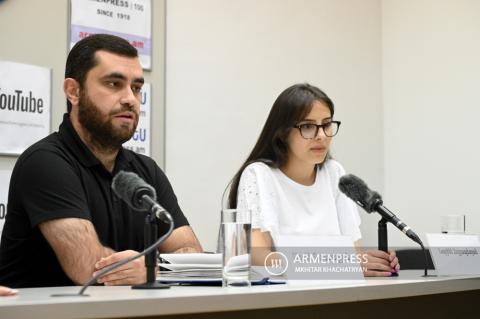 Press conference of acting director of Institute of Botany after
A.L. Takhtajyan Arsen Gasparyan, and chairwoman of Friends
of Botany Garden NGO Narine Hayrapetyan