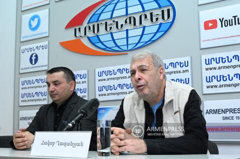 Press conference of Hakob Ghazanchyan, Chairman of the
Union of Theater Artists of Armenia, and Kamo Naghdalyan,
Director of the A. Kharazyan State Drama Theater of
Artashat