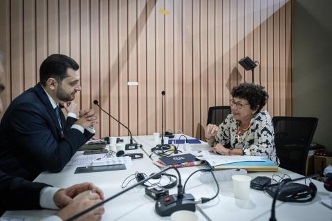 Hambardzum Matevosyan et la ministre française chargée de la transition écologique, de la biodiversité et des négociations internationales sur le climat et la nature, ont eu des discussions