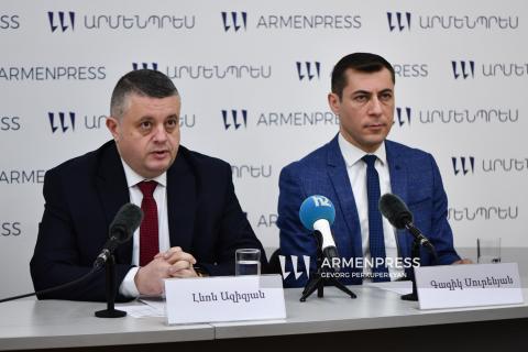 نشست خبری لوان آزیزیان مدیر مرکز «هیدرومتئورولوژی و پایش» وزارت محیطزیست جمهوری ارمنستان، و گاگیک سورنیان معاون مدیر این مرکز