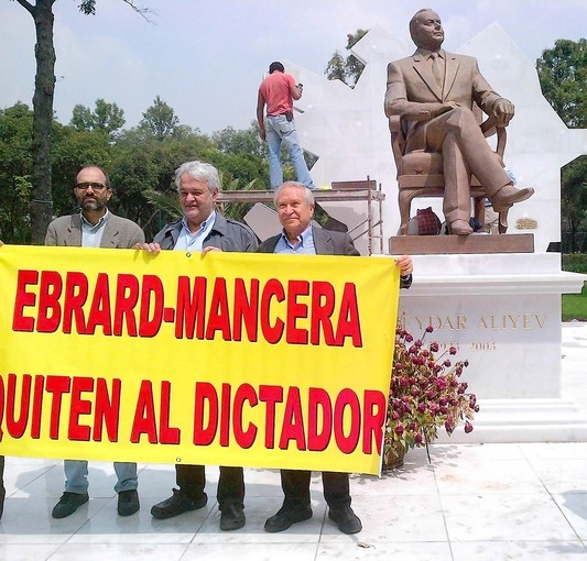 At Mexico City park, statue of Azerbaijan leader elicits protest