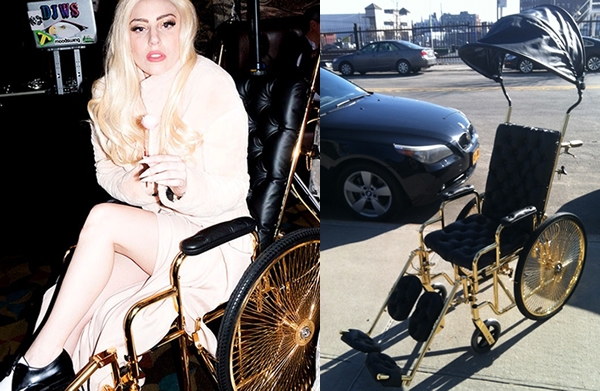 Gold wheelchair made for Lady Gaga