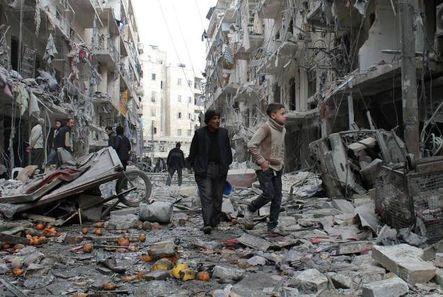 Aleppo’s New Village district bombed