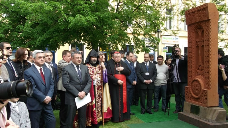 Armenian first cross-stone opens in Prague center