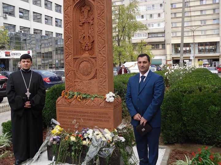Cross-stone commemorating Armenian Genocide martyrs set up in Romania