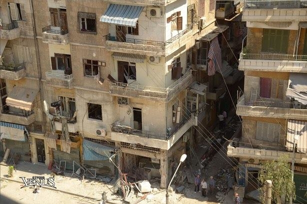 New Village district of Aleppo bombed