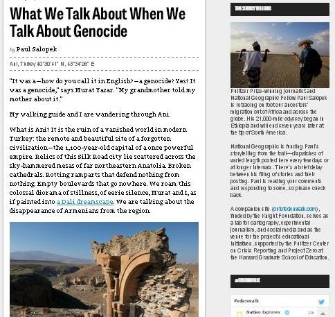 National Geographic publishes article devoted to Armenian Genocide