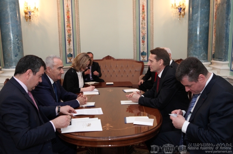 Председатель Национального Собрания Армении Галуст Саакян встретился с 
председателем Госдумы ФС РФ Сергеем Нарышкиным