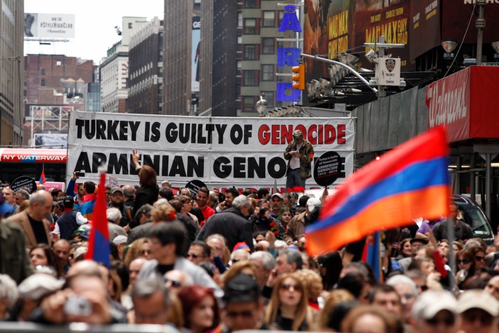 Thousands rally in Times Square to mark centennial of Armenian genocide