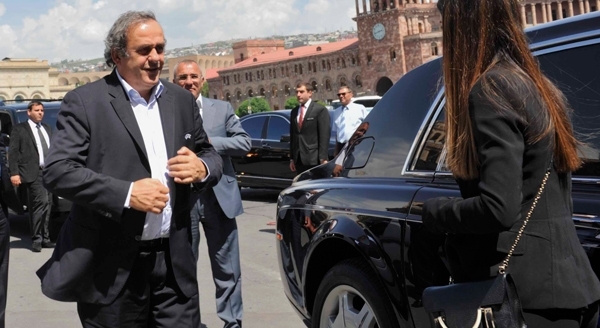 Michel Platini arrives in Armenia
