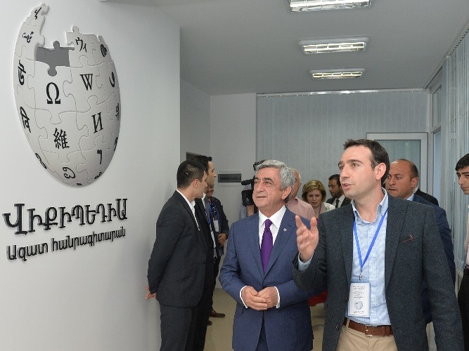Serzh Sargsyan attends opening of Wikimedia Armenia office and Mir TV and 
Radio Company