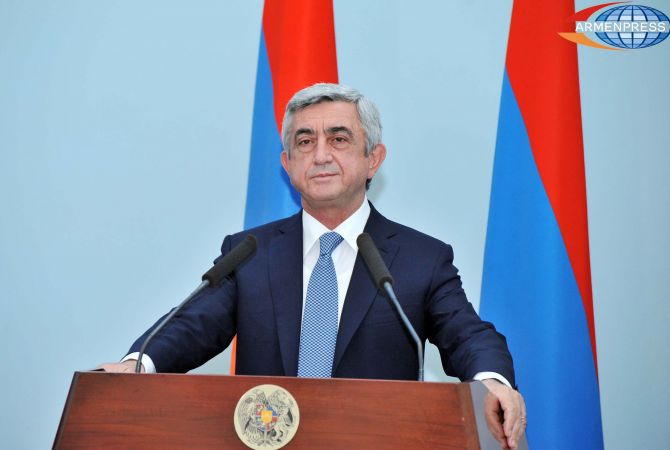 President of Republic of Armenia urges European institutions to refuse putting an equality sign in 
Nagorno-Karabakh issue