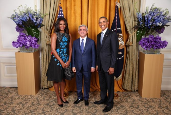  Состоялась беседа с глазу на глаз президента Армении Сержа Саргсяна и президента США 
Барака Обамы 