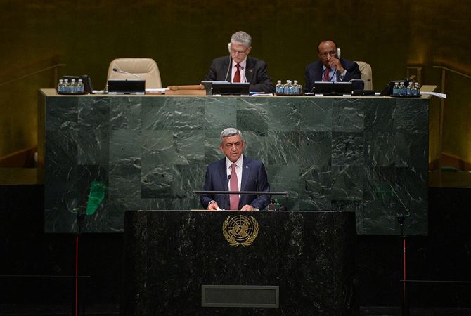  Президент Саргсян выразил с трибуны ООН благодарность Папе Римскому и странам, 
признавшим Геноцид армян  