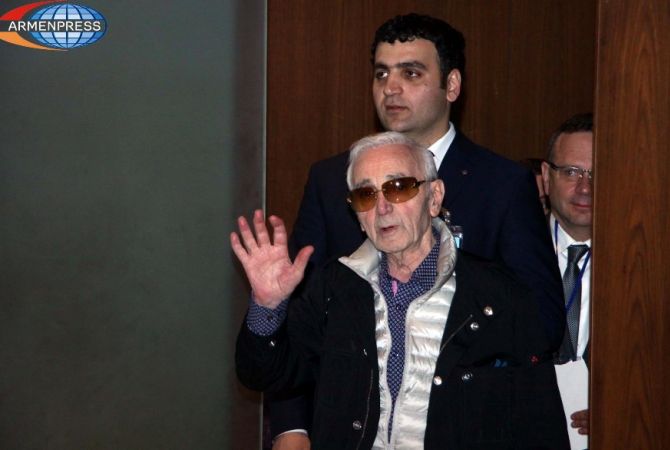 Charles Aznavour arrives in Armenia