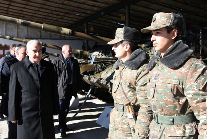 Galust Sahakyan visits tank regiment of NKR Defense Army