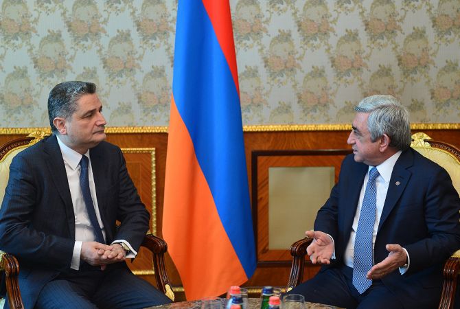  Президент Армении Серж Саргсян принял председателя  коллегии ЕАЭС Тиграна Саргсяна 
