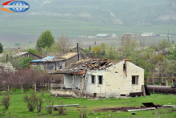 Buildings damaged by Azerbaijani shelling in Mataghis village (NKR)