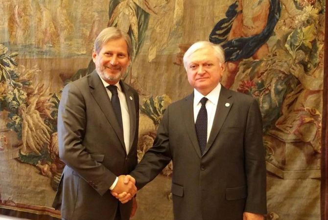 Edward Nalbandian and Johannes Hahn rule out military settlement of Nagorno Karabakh conflict