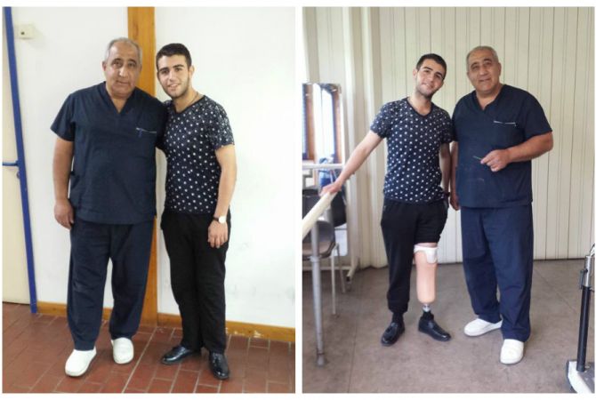 Потерявший ногу срочный военнослужащий Арман Аветисян уже может спокойно ходить