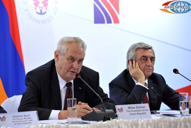 Milos Zeman supports long term economic cooperation with Armenia