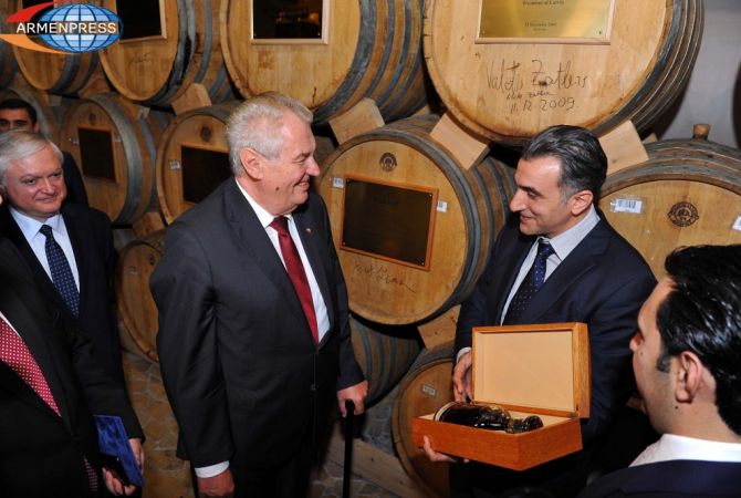 Czech President visits Yerevan Brandy Company