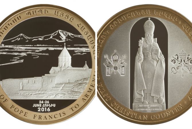 Commemorative medal issued dedicated to Pope’s visit to Armenia