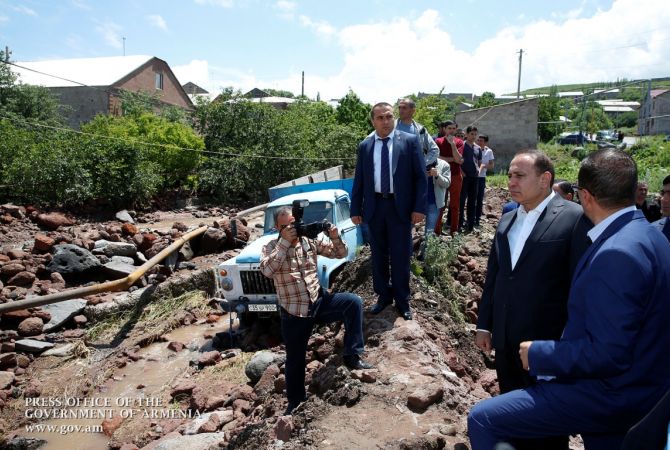 PM Abrahamyan visits Artik city districts damaged by floods