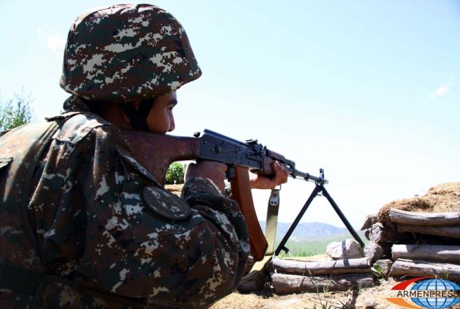 Azerbaijani forces fire “DShk” heavy machine guns in Nagorno Karabakh-Azerbaijan line of contact 