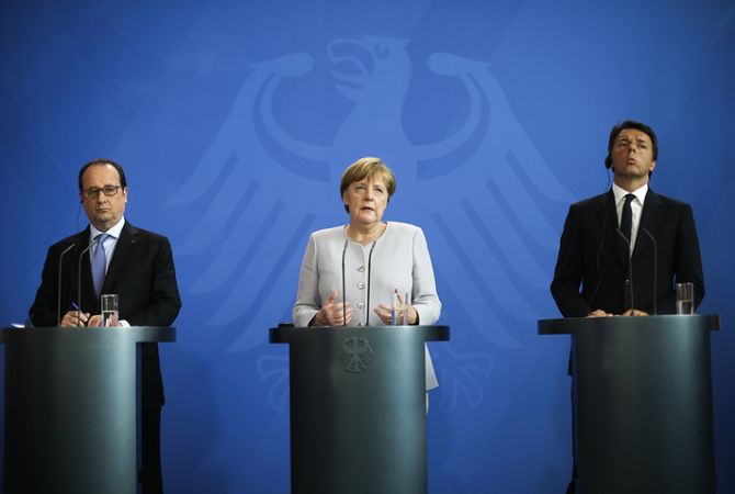 Show of European unity: Merkel, Hollande, Renzi meet to discuss gameplan
