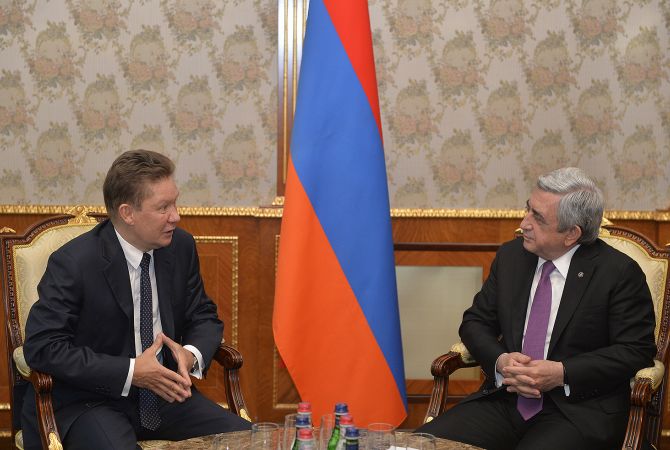 President Sargsyan and Alexey Miller discuss making decrease of gas tariff more available for 
consumers 