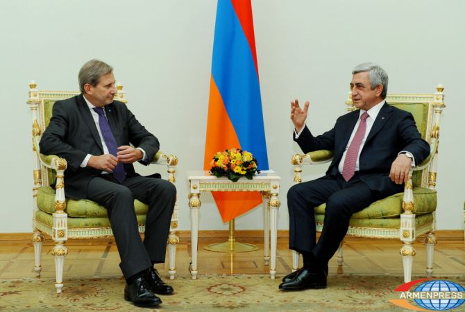 President Sargsyan receives Commissioner for European Neighbourhood Policy and Enlargement 
Negotiation Johannes Hahn
