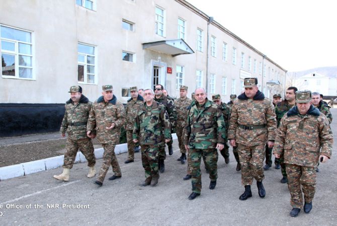 Presidents of Armenia and Nagorno Karabakh visit a number of military units located in NKR’s 
north-eastern regions