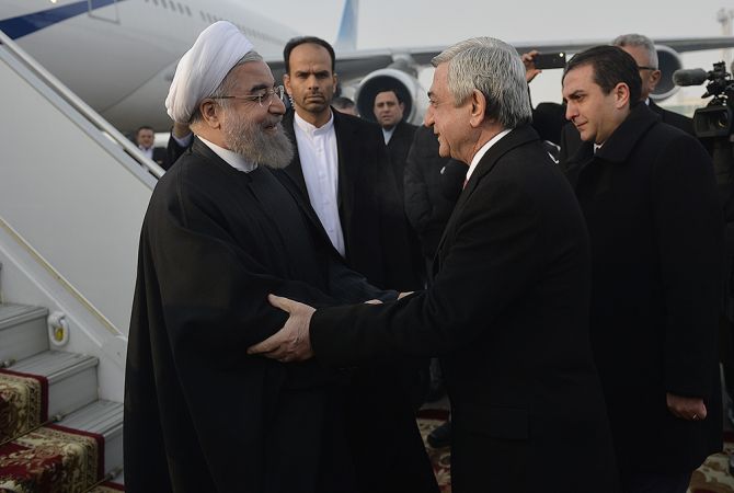 Iran’s President Hassan Rouhani arrives in Armenia on official visit