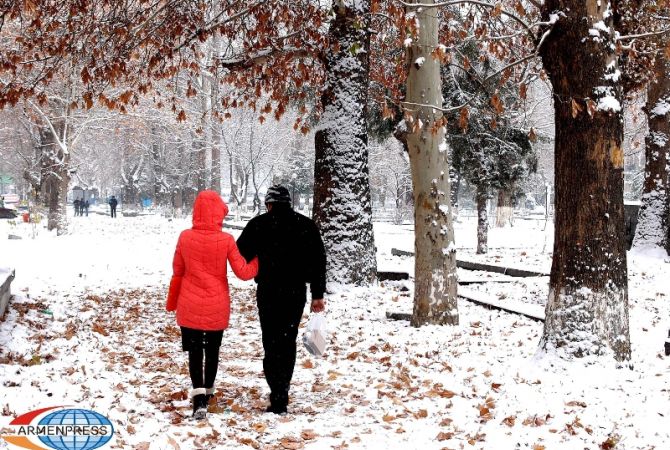  На значительной  части территории Армении ожидается слабый  снег 