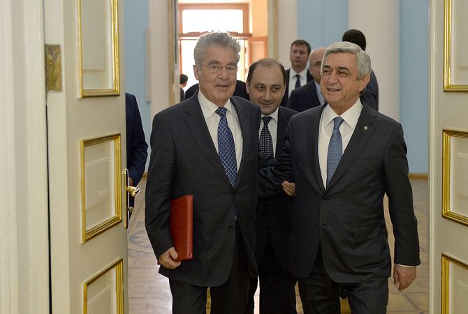 Президент Армении Серж Саргсян сегодня принял бывшего президента Австрии Хайнца Фишера 
