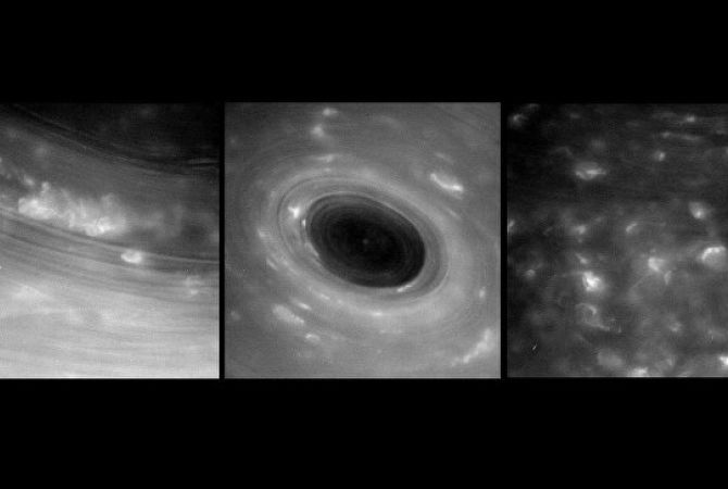 "Кассини" снял на видео гигантские ураганы на поверхности Сатурна