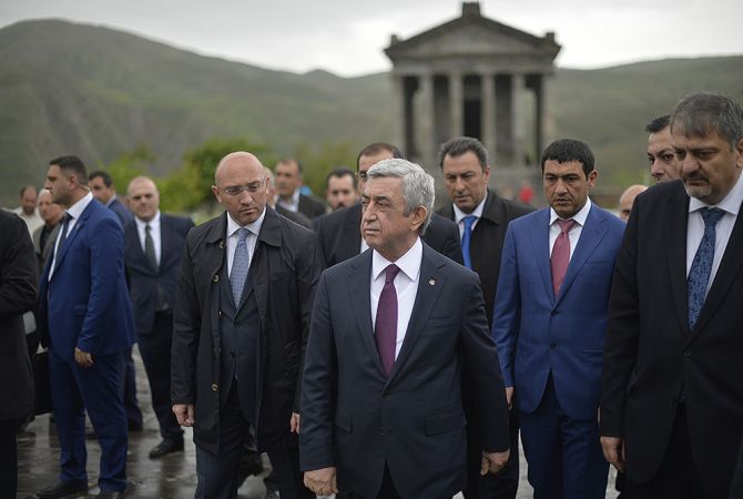 President Sargsyan tours Garni historical-cultural museum-reserve of Kotayk province
