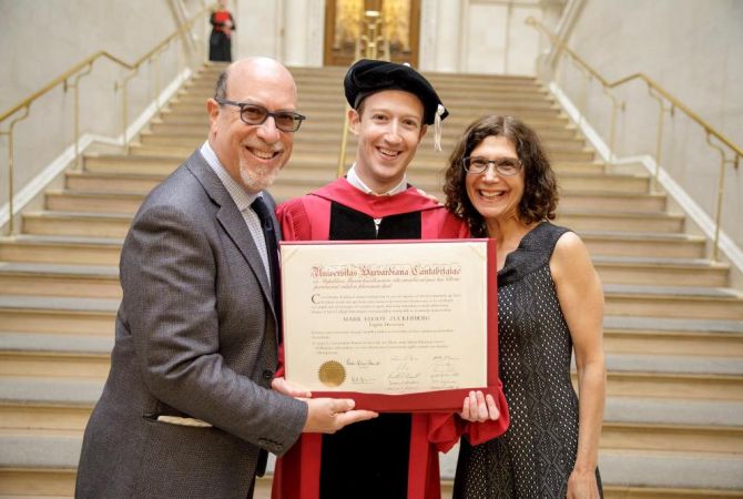 Zuckerberg receives honorary Harvard degree after dropping out