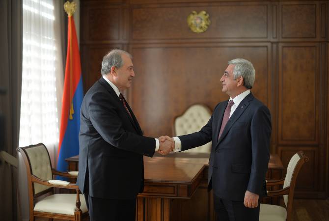 Президент Армении Армен Саркисян встретился с новоизбранным премьер-министром 
Сержем Саргсяном
