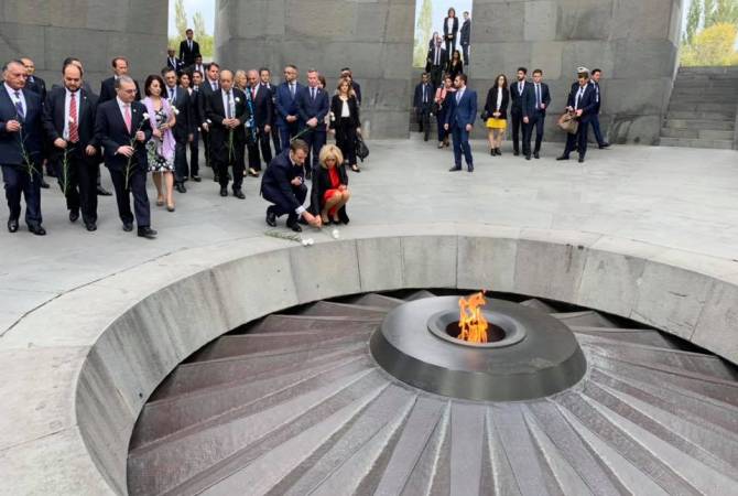 French President Emmanuel Macron honors Armenian Genocide victims at Yerevan memorial 