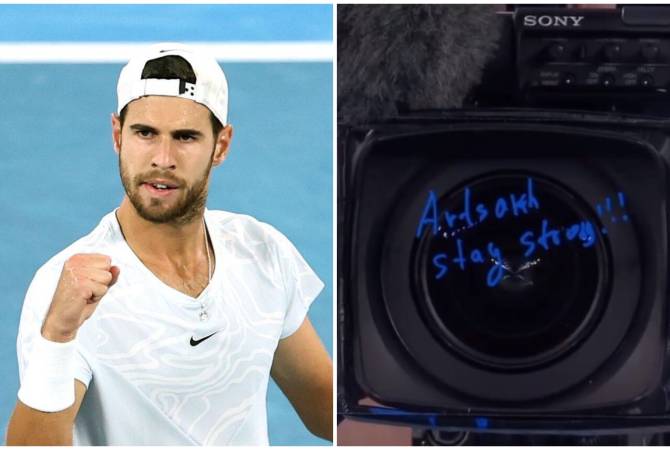 “Artsakh, stay strong” – Karen Khachanov signs camera lens after beating American 
Frances Tiafoe at Australian Open