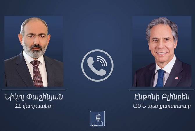 Pashinyan y Blinken discutieron sobre las relaciones bilaterales y el proceso de paz entre Armenia 
y Azerbaiyán