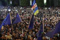 В Тбилиси противники введения закона об иноагентах вновь вышли на митинг