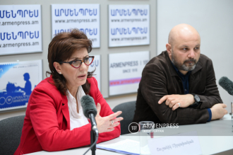 Press conference by National Cinema Center Director 
Shushanik Mirzakhanyan, Head of Department of Film 
Heritage Vigen Galstyan